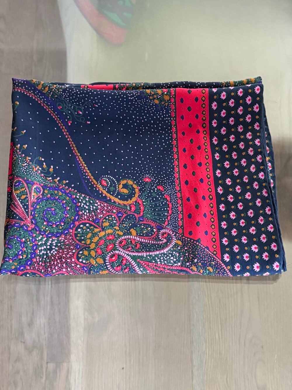 Jean Patou Paris Vintage,Authentic Silk Scarf,Pink/Navy Paisley, Great Condition
